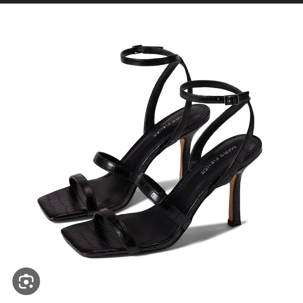 Marc Fisher Black Croc Deric Heels